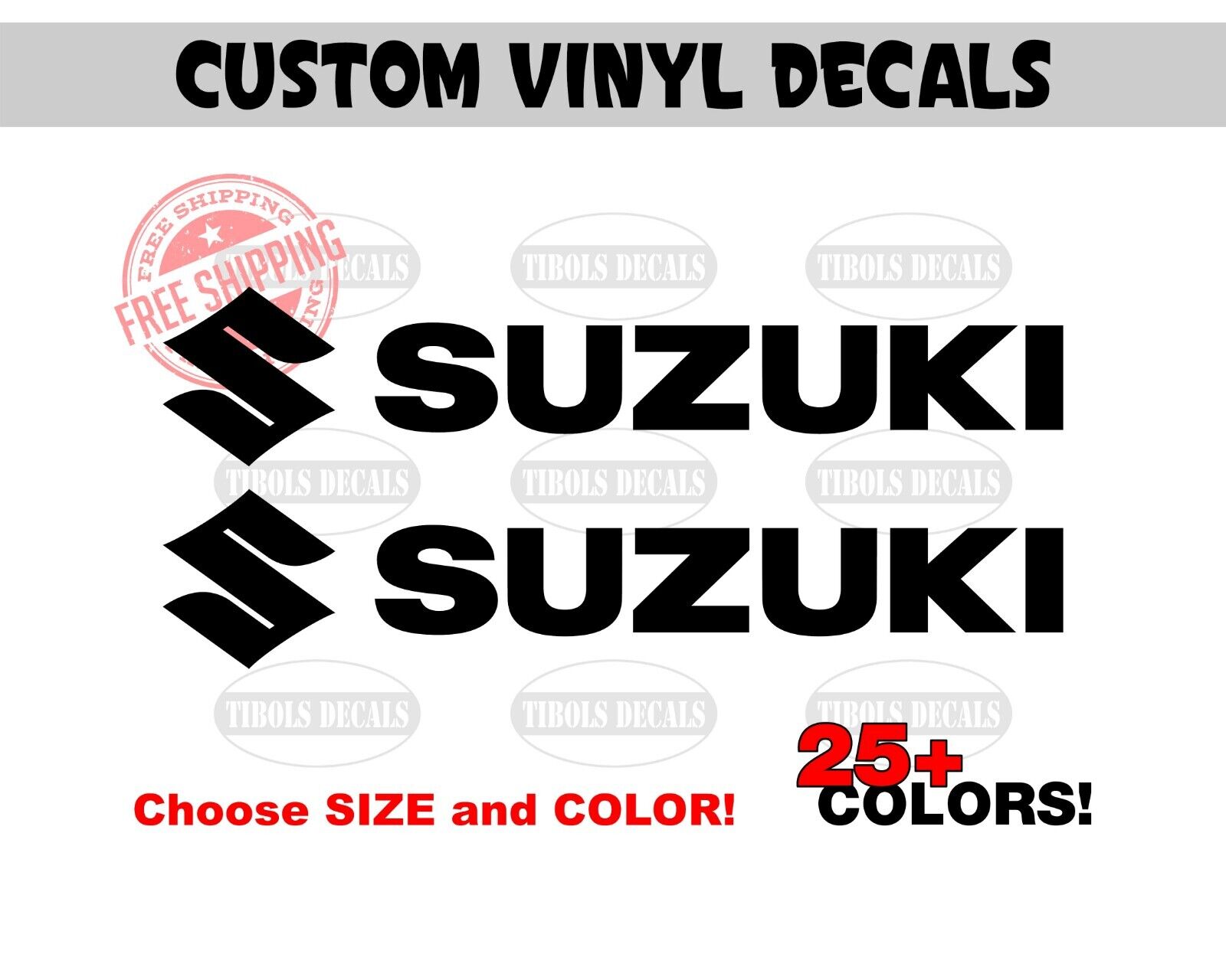 2x SUZUKI with Logo Decals SUZUKI Sticker (1 set) Helmet Bike ATV UTV Motorcycle
