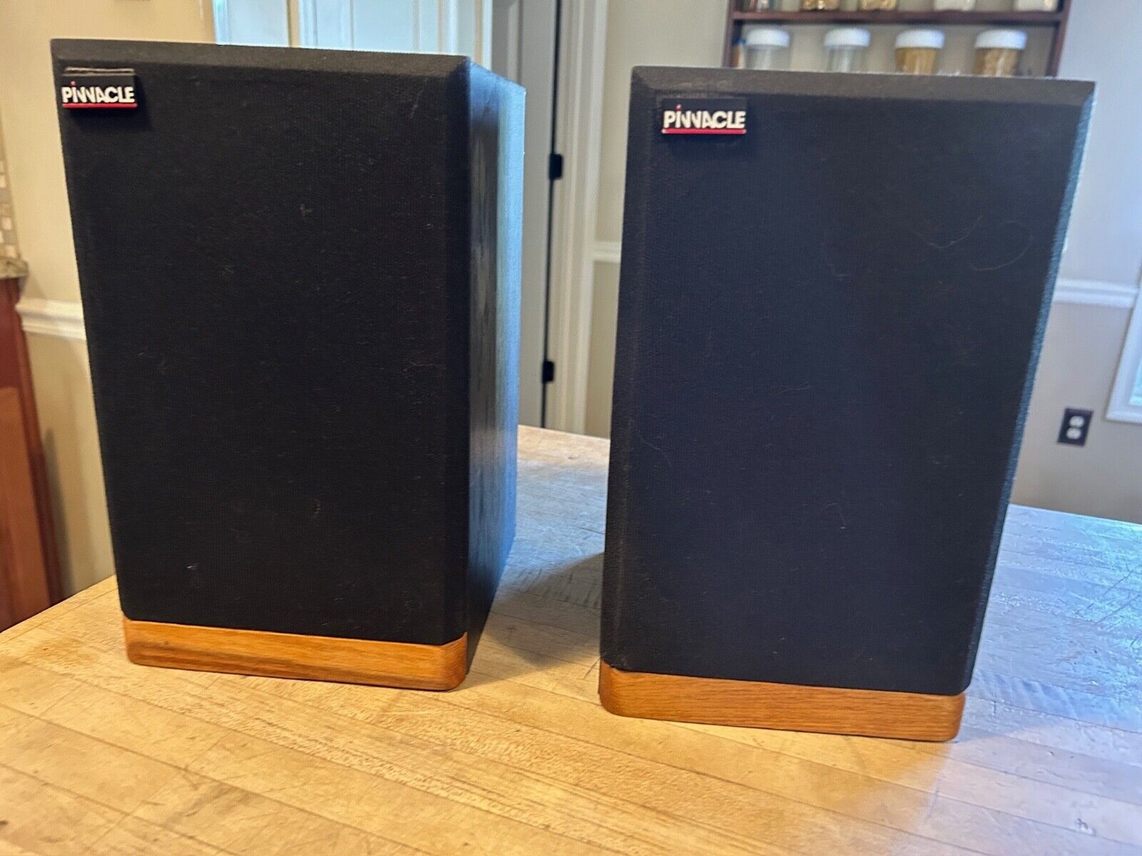 Set of 2 Pinnacle PN5+ Miniature Bookshelf Loud Speakers Working * Wood & Black