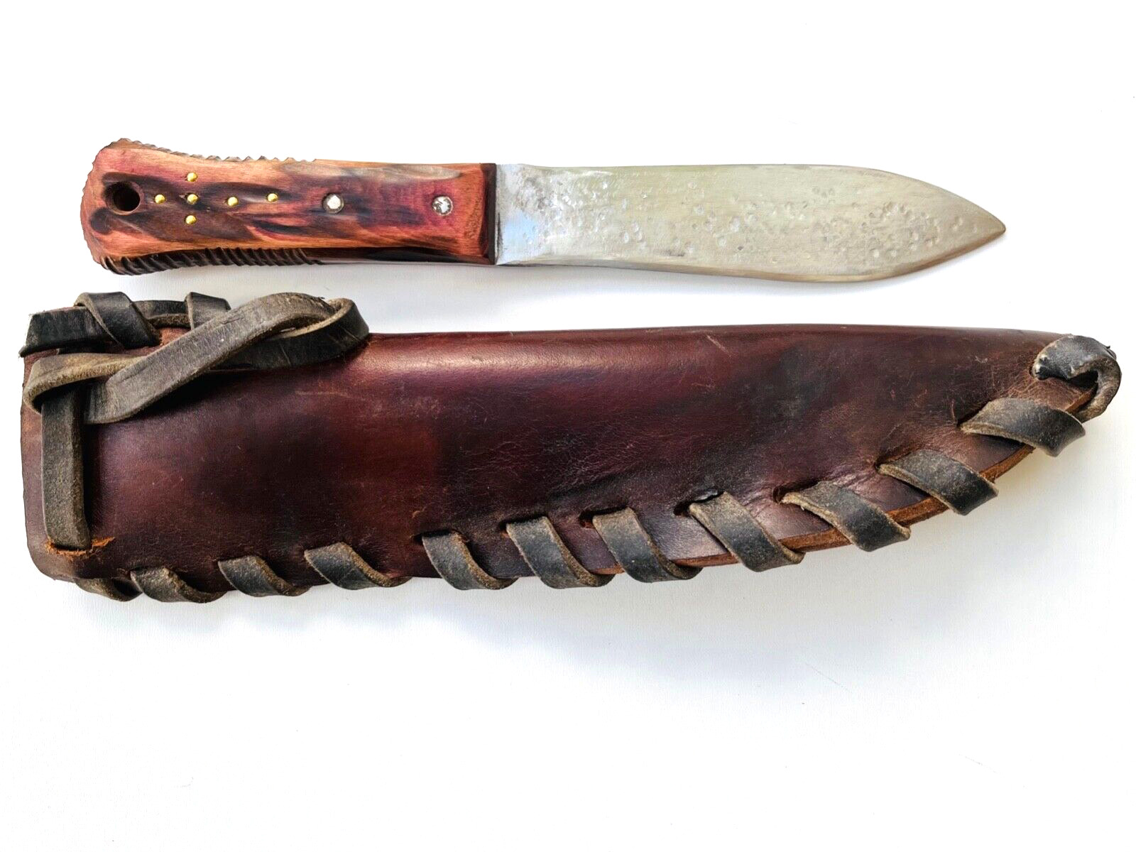 Fur Trade Style Spearpoint Knife, Custom Heavy Leather Sheath Mountain Man
