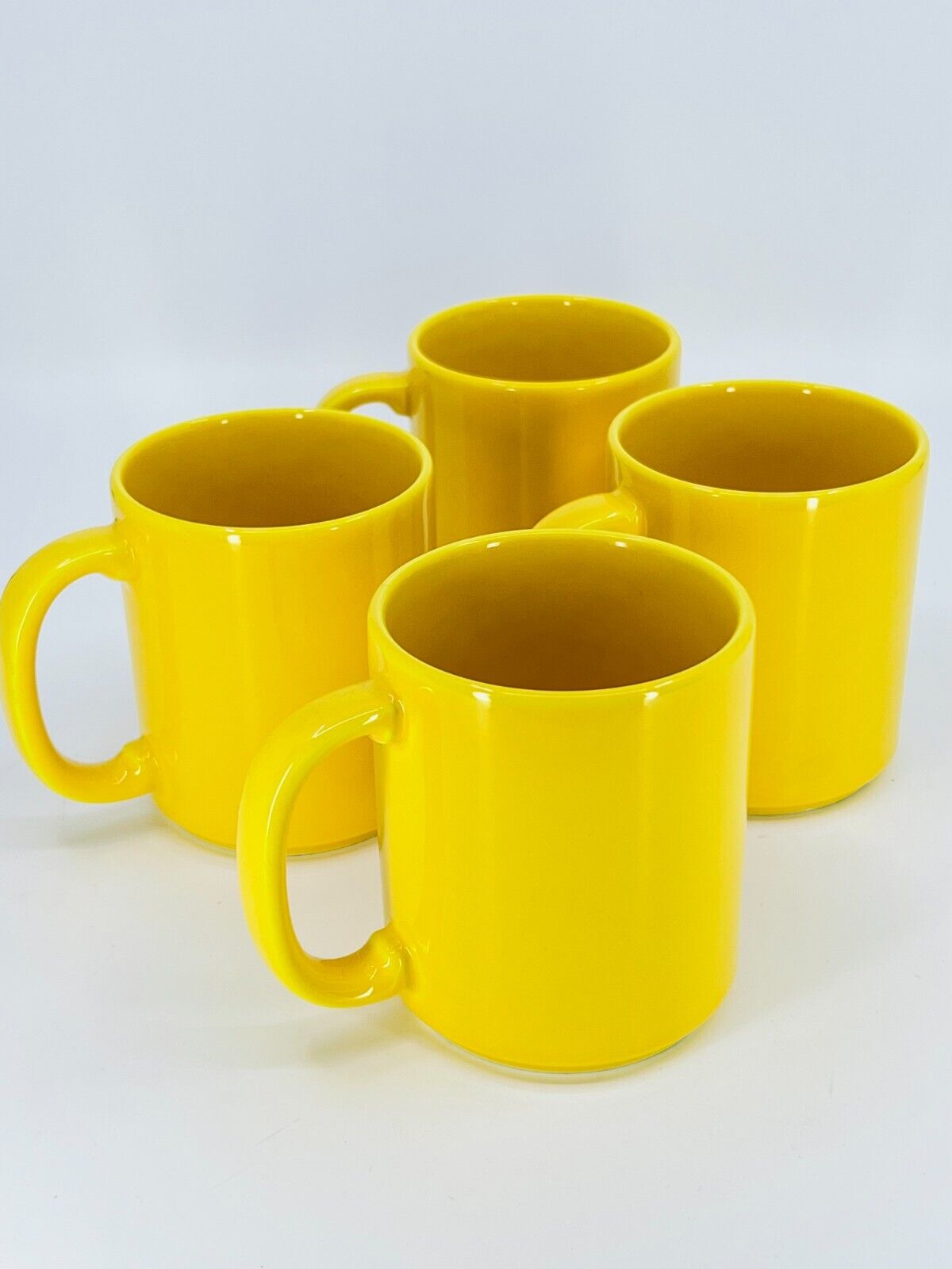 Set of 4 PAGNOSSIN Italian Spa Yellow Coffee Mugs - Made in Italy Impressed
