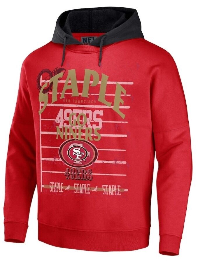 San Francisco 49ers NFL x Staple Throwback Vintage Wash Pullover Hoodie - Red