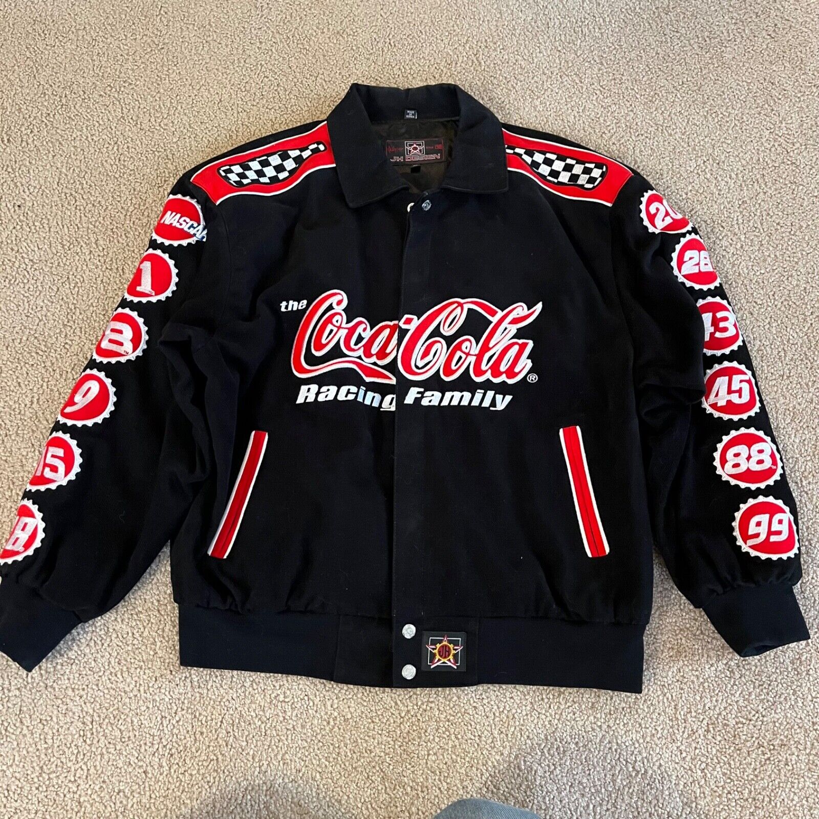 NASCAR JH Design Coca Cola Racing Family 2001 - 2002 Jacket Size XL Black