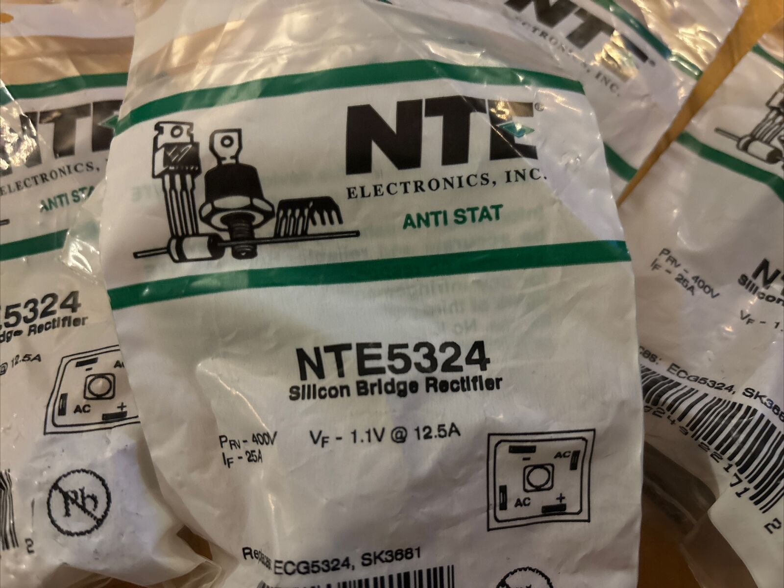 NTE Electronics NTE5324 Full Wave Single Phase Bridge Rectifier