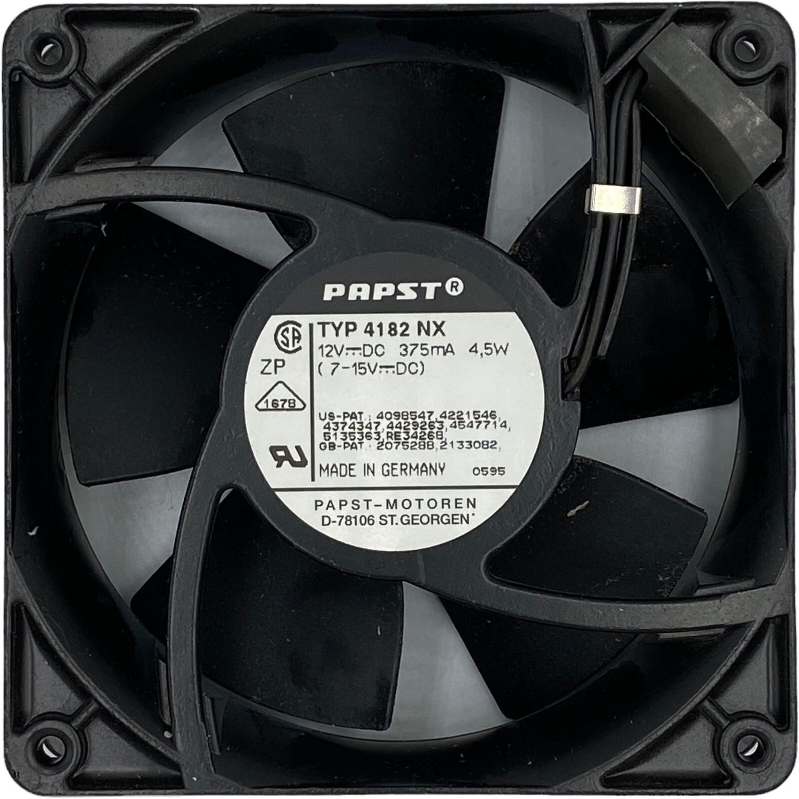 TYP 4182NX Papst Cooling Fan 12Vdc/375mA/4.5W 120x120x38mm