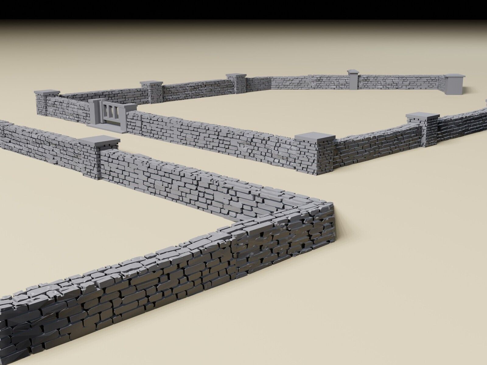 Stone Town Wall Set 3D Printed Scatter Terrain for Historical Tabletop Wargames