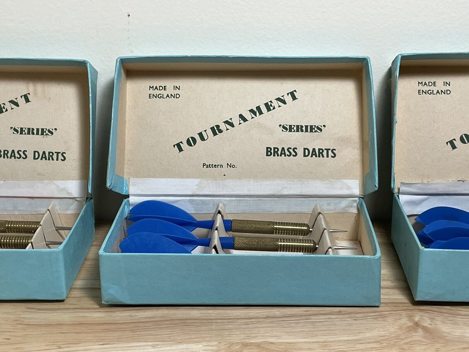 Made in England – Vintage “Regent” Brass Tournament Series Darts (Blue • NOS)
