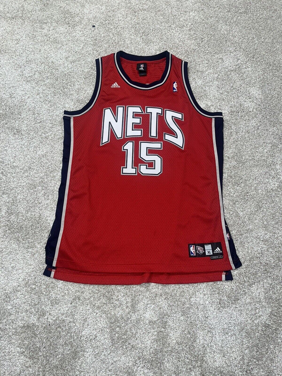 Vintage Adidas Swingman Vince Carter New Jersey Nets NBA Navy Jersey #15 Size XL