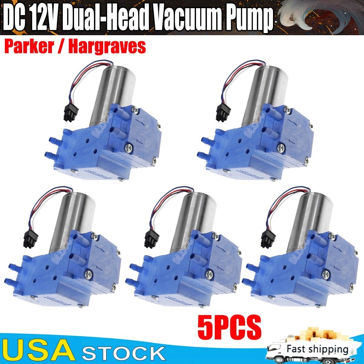 5PCS Dual-Head Diaphragm Vacuum Pump Brushless Motor Air Pump Parker / Hargraves