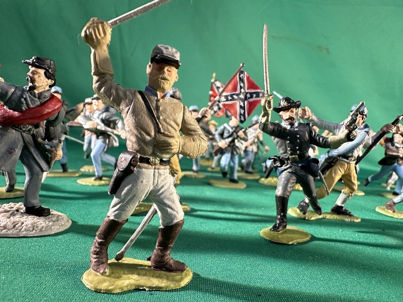 46 Plastic 41 TN Civil War Hand Painted Officers & Special. Confederate Soldiers