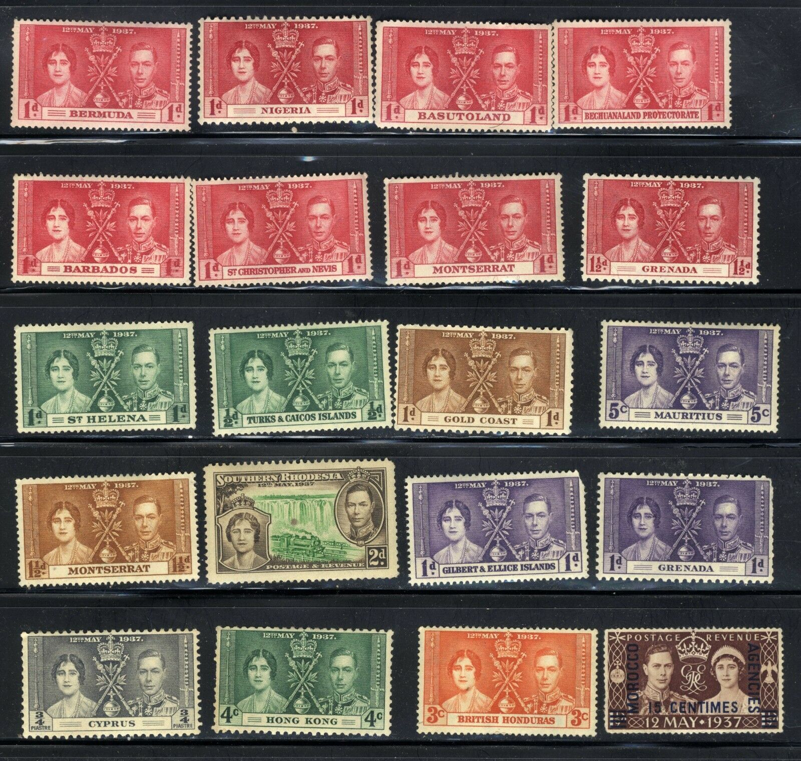 1937 British 12th May Coronation King George VI ♔ 20-Stamp Set MNH OG 