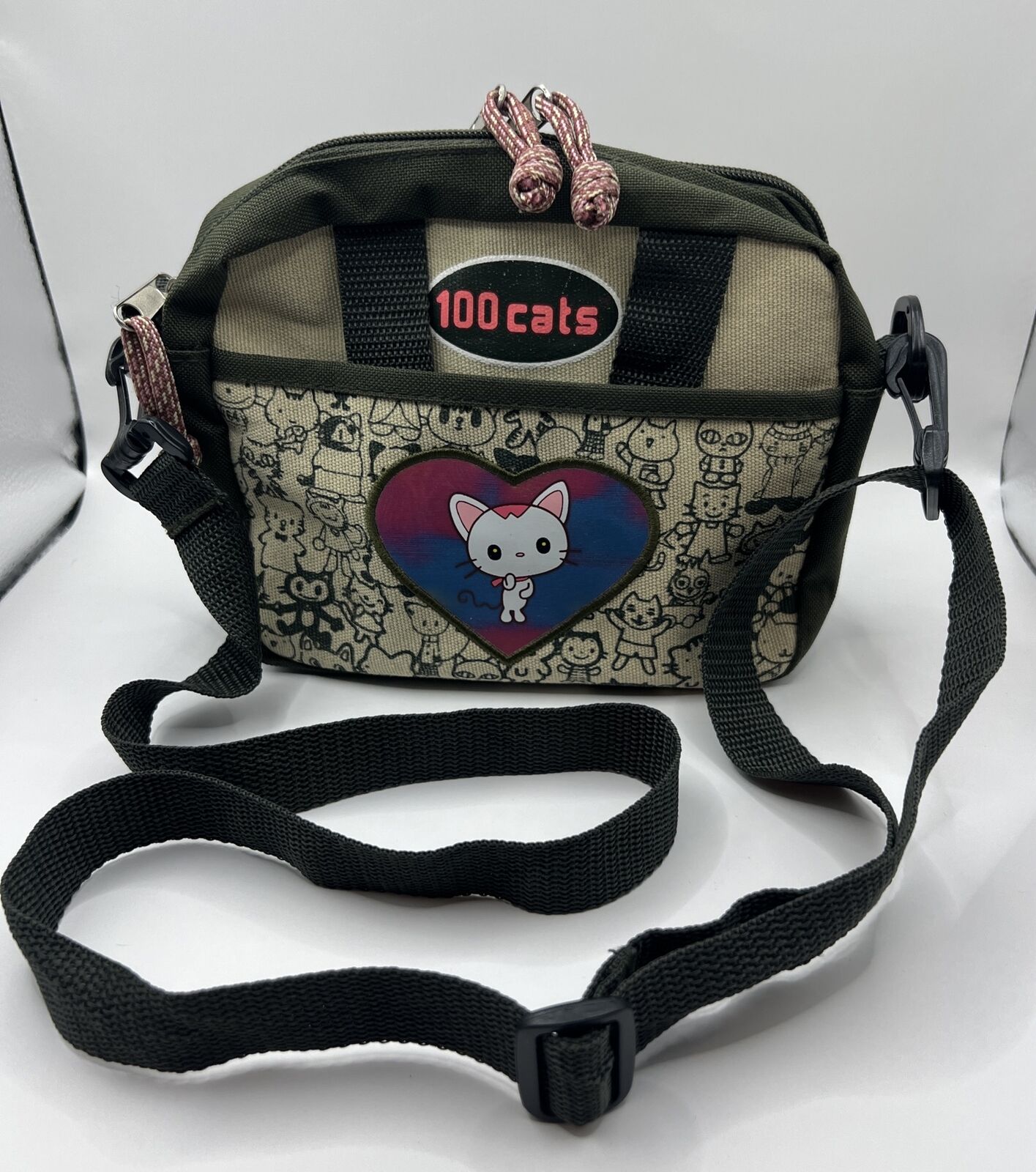 VINTAGE SANRIO 100 Cats 90's Messenger Crossbody Organizer Handbag Purse