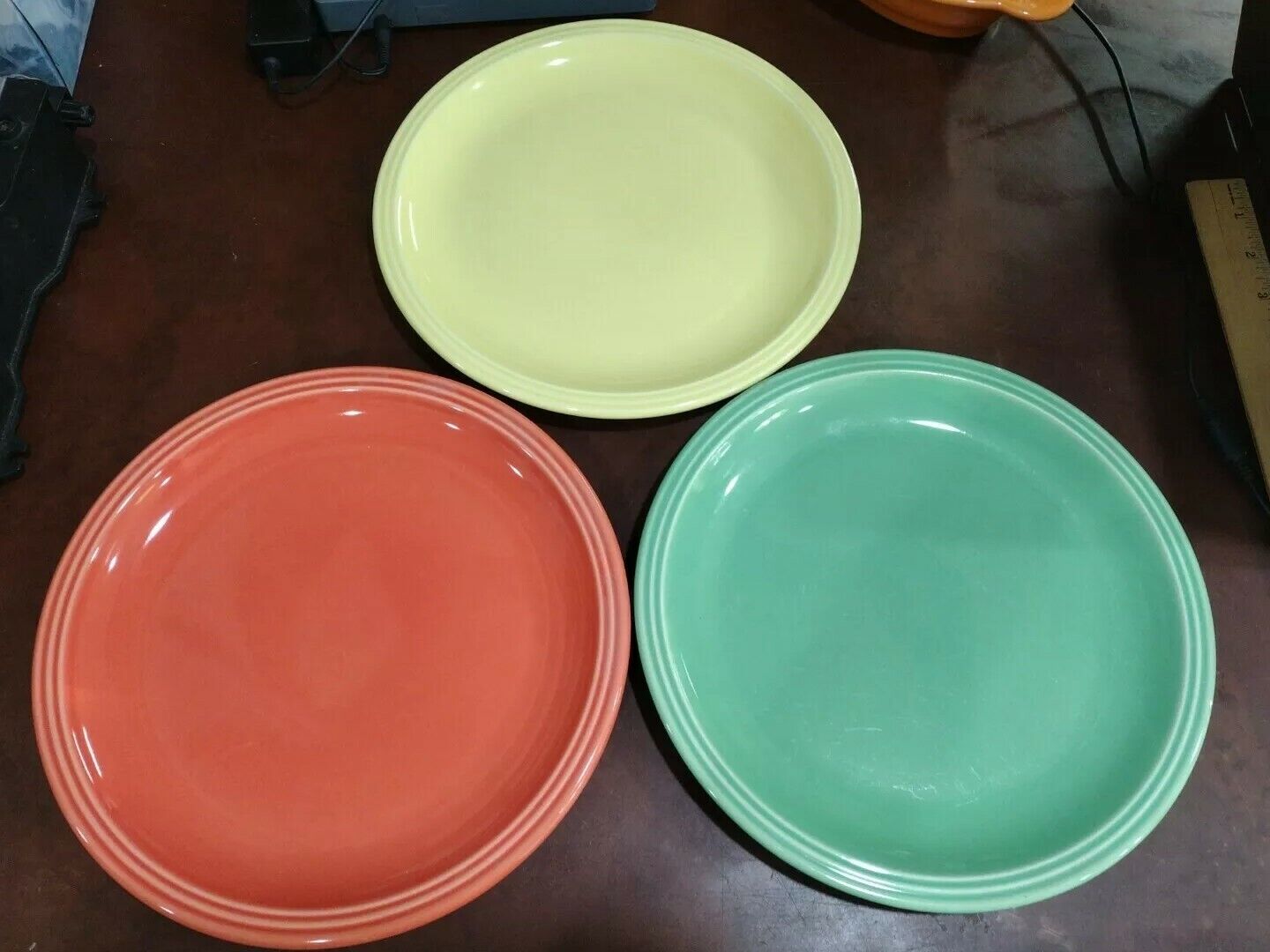 Vintage 3 Nancy Calhoun Flamingo China Dinner Plates Portugal Yellow  Green