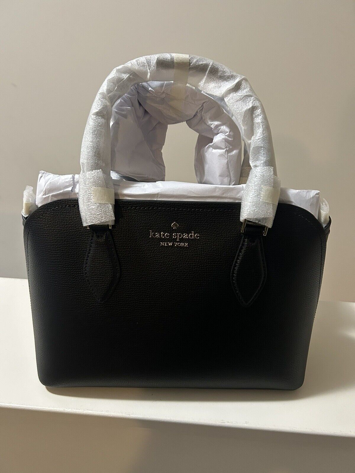 Kate Spade Darcy Refined Grain Leather Small Satchel Black Purse Bag Handbag NWT