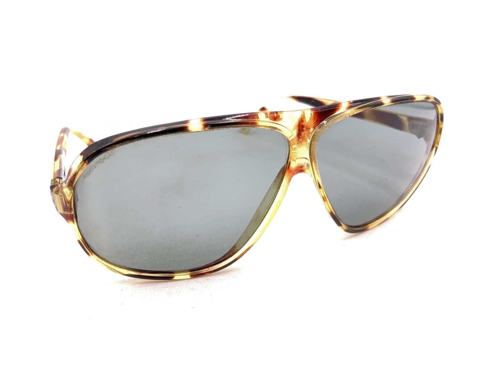 Vintage Tortoise Brown Aviator Sunglasses Gray Lens 130 Italy Designer Men Women