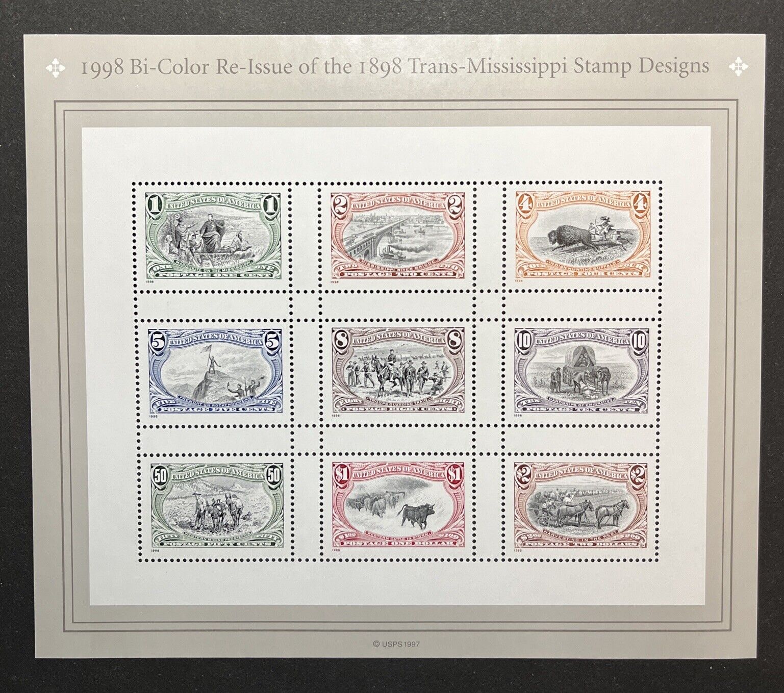  1998 Bi-Color Re-Issue of the 1898 Trans-Mississippi Stamp Designs 