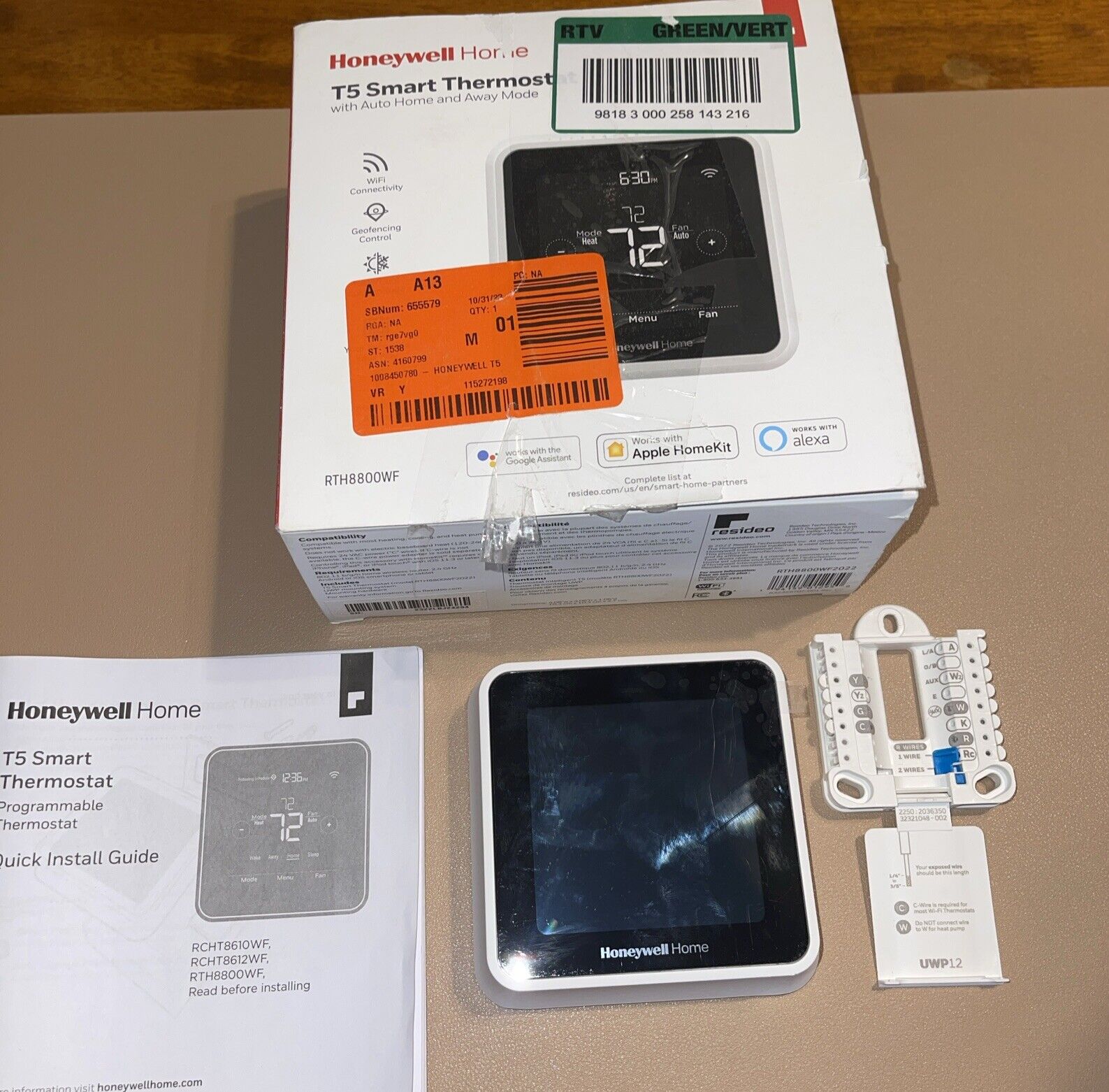 Honeywell T5 Smart Thermostat (2nd gen) - RTH8800WF2022- Open BOX- NO SCREWS