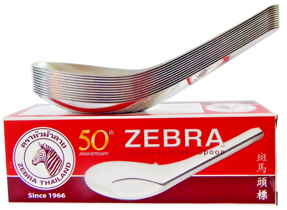 12 Pcs Zebra Thai Stainless Steel Spoon for Rice , Soup -Free Shipping