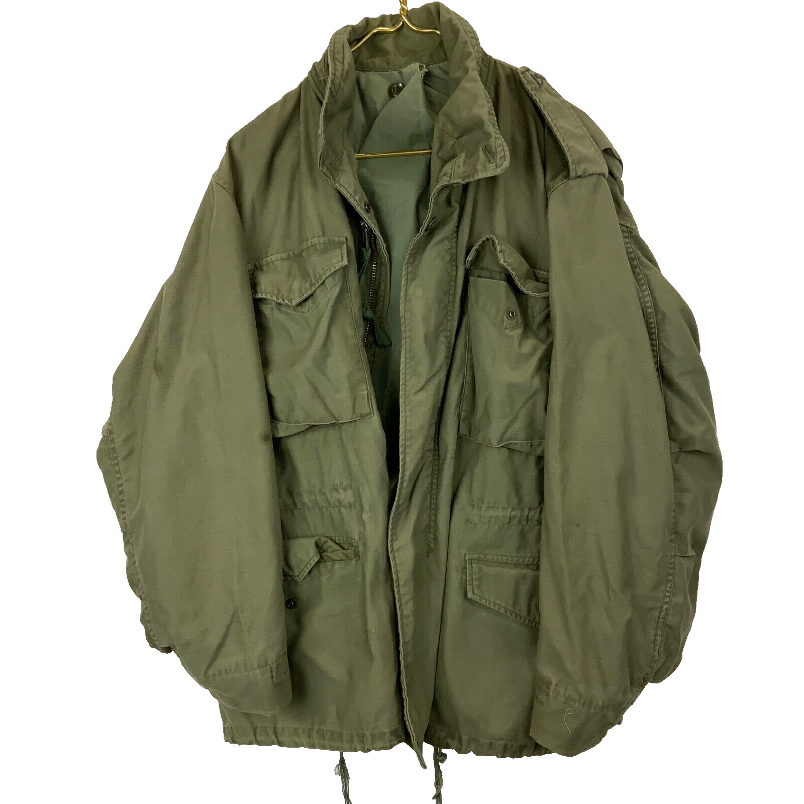 Vintage Us Military Cold Weather Jacket Size Large Green Vietnam Era 1972