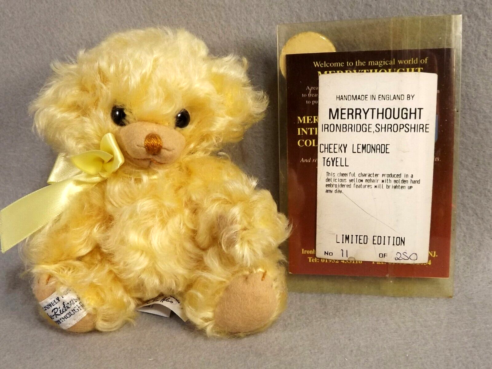 Merrythought Cheeky Bear Lemonade T6YELL Limited Edition 11 of 250 Mohair 1998