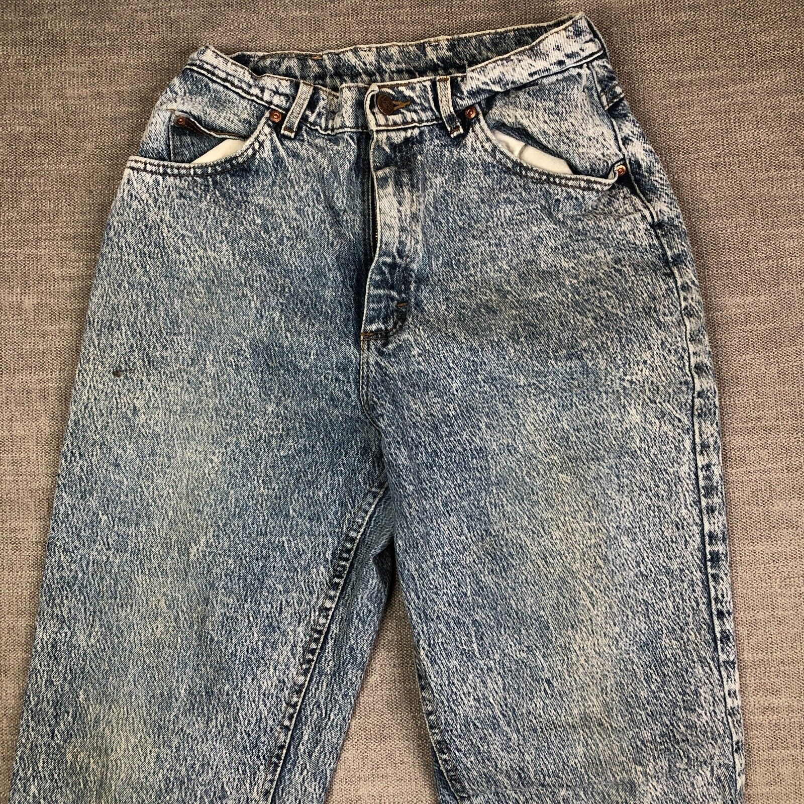 Vintage Lee Jeans Womens 12 Long 25 Blue USA Made 80s High Waist Acid Wash Taper