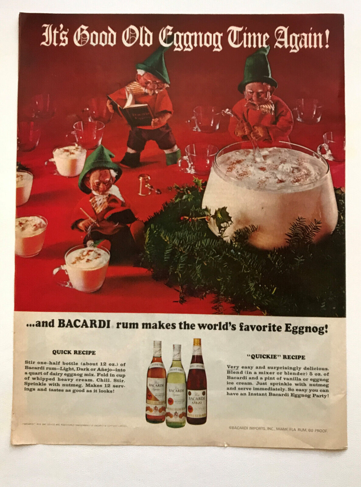 1967 Bacardi Rum Eggnog , Siegler Gas Heater Vintage Print Ads