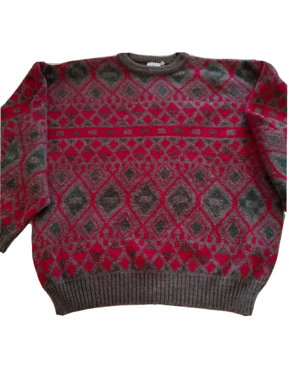 Vintage Woodman\'s Men\'s Sweater Wool Blend Crew Nordic made in England Large