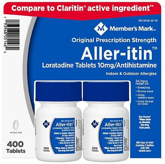 Member's Mark Aller-itin Loratadine Compare to Claritin 10 mg, 400 ct. Exp-6/25+