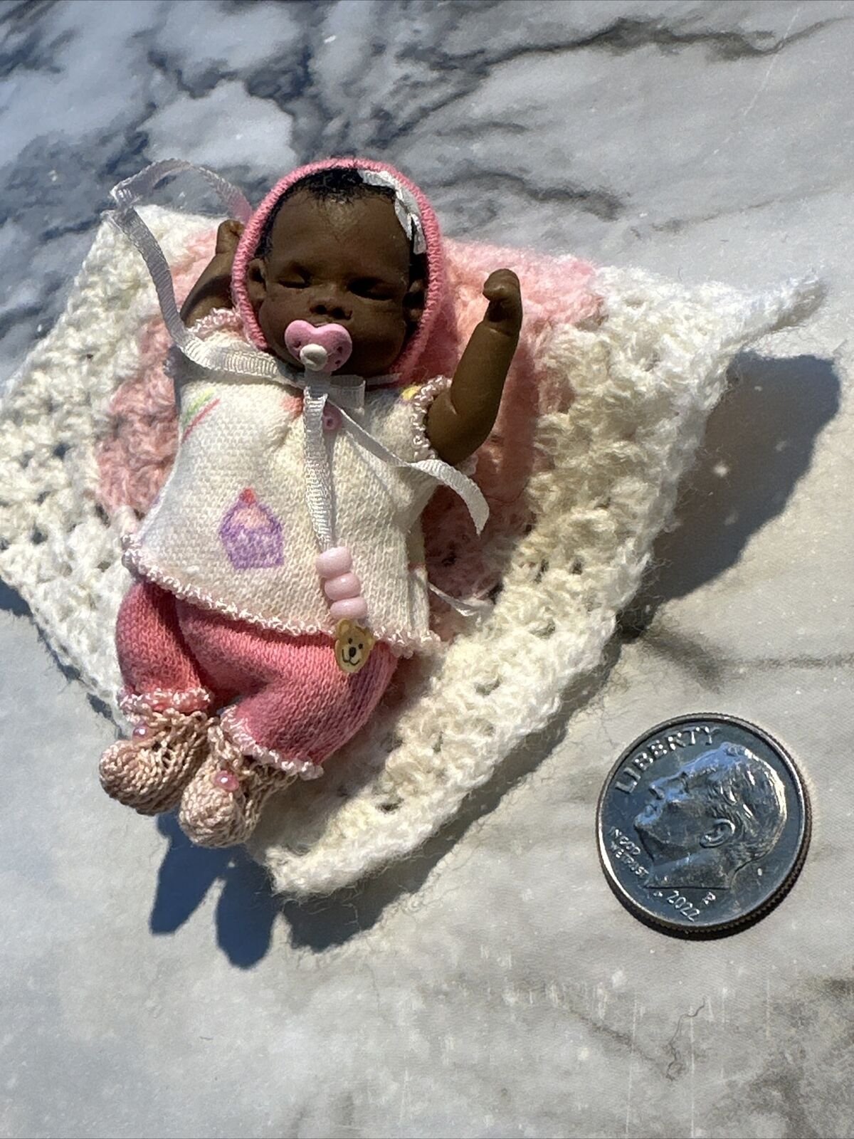 Rare OOAK Vintage Dollhouse Miniature Artisan polymer clay Poseable baby