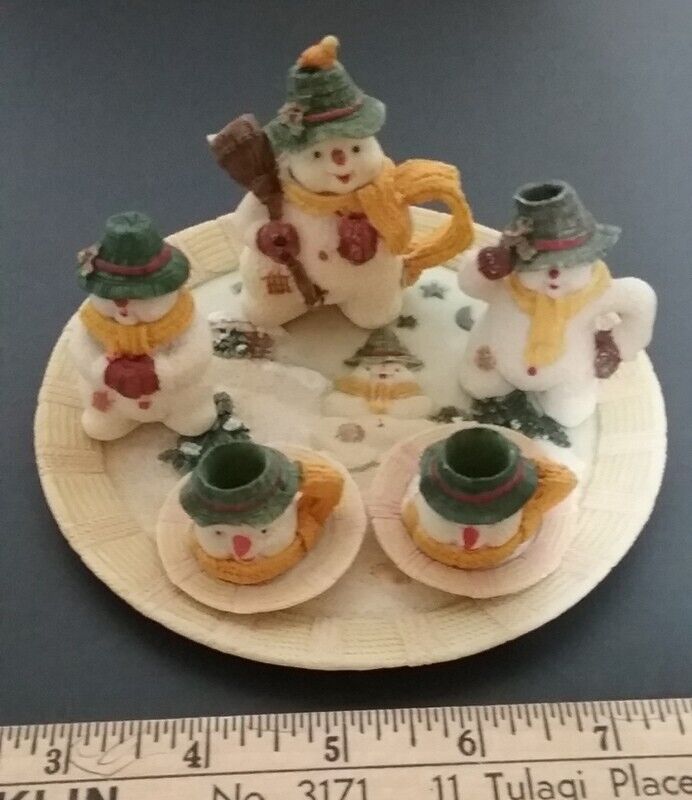 Vintage Snowman Mini Tea Set Snowmen Christmas