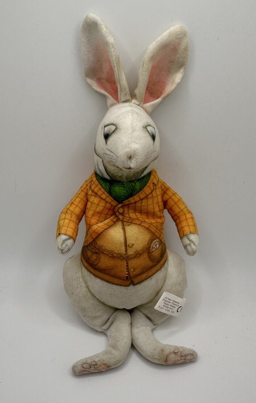 Vintage 1998 The Toy Works Printed Stuffed Plush Bunny Easter Spring