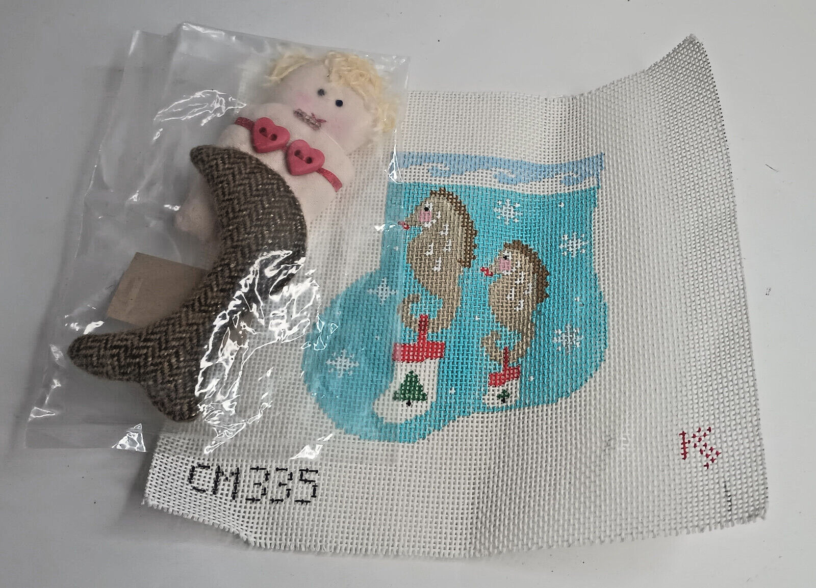Handpainted Needlepoint Canvas Christmas Sock Mermaid Kathy Schenkel CM335