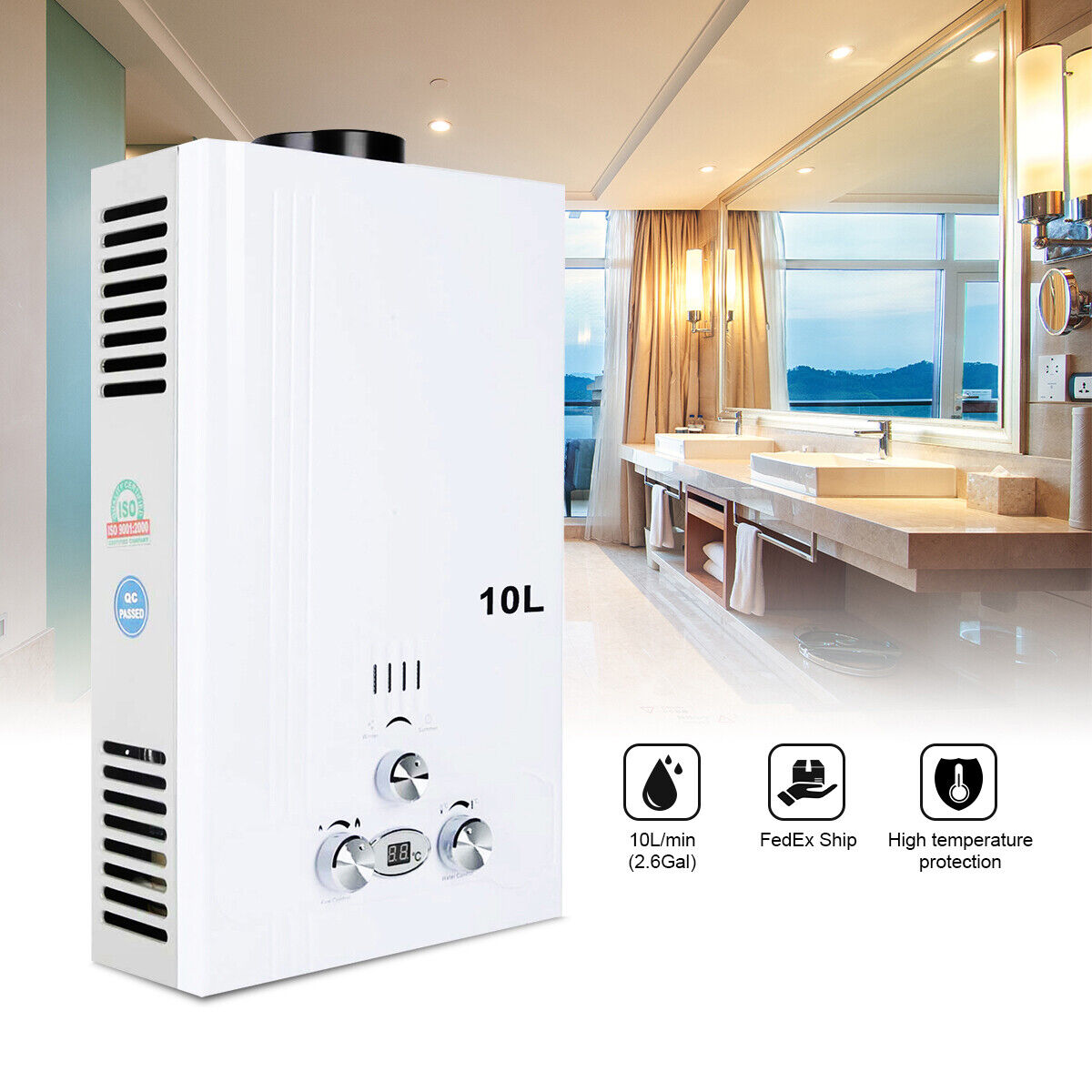 6L 8L 10L 12L 18L Tankless Propane Gas Water Heater On-Demand LPG Water Boiler