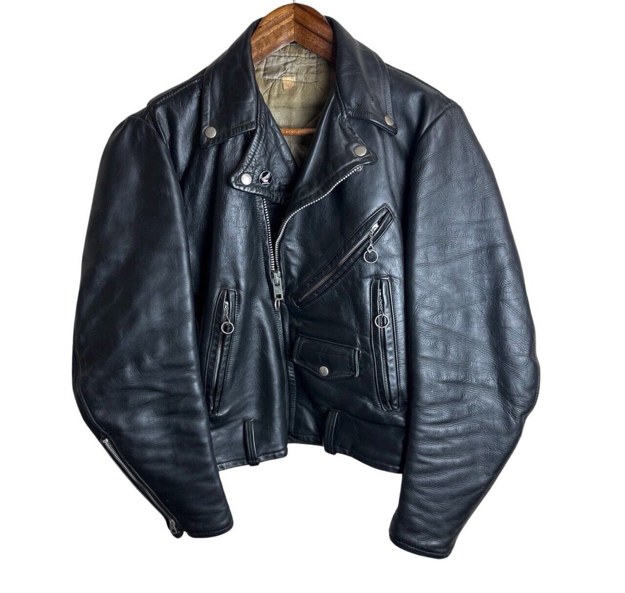Vintage Horsehide Men’s Black Motorcycle Jacket Lined Size 36