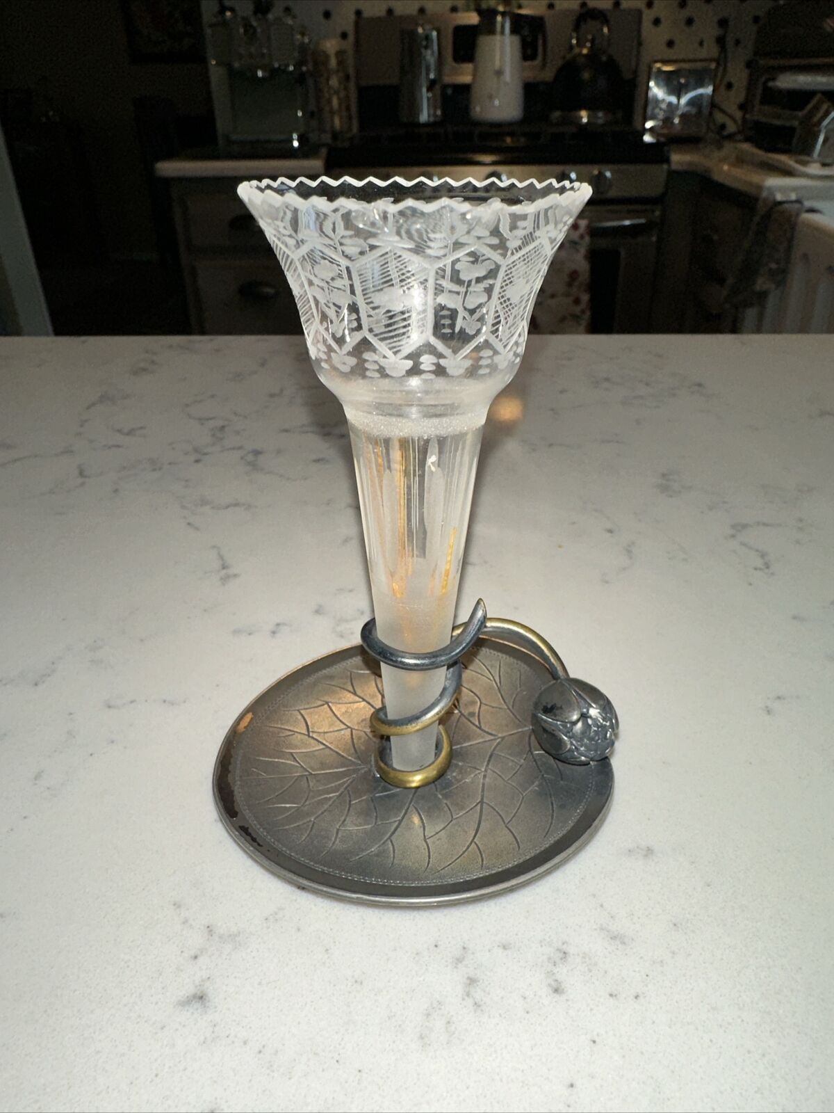 Antique 1880s Meriden B. Company Crystal Sliver Plate Floral Vase #160