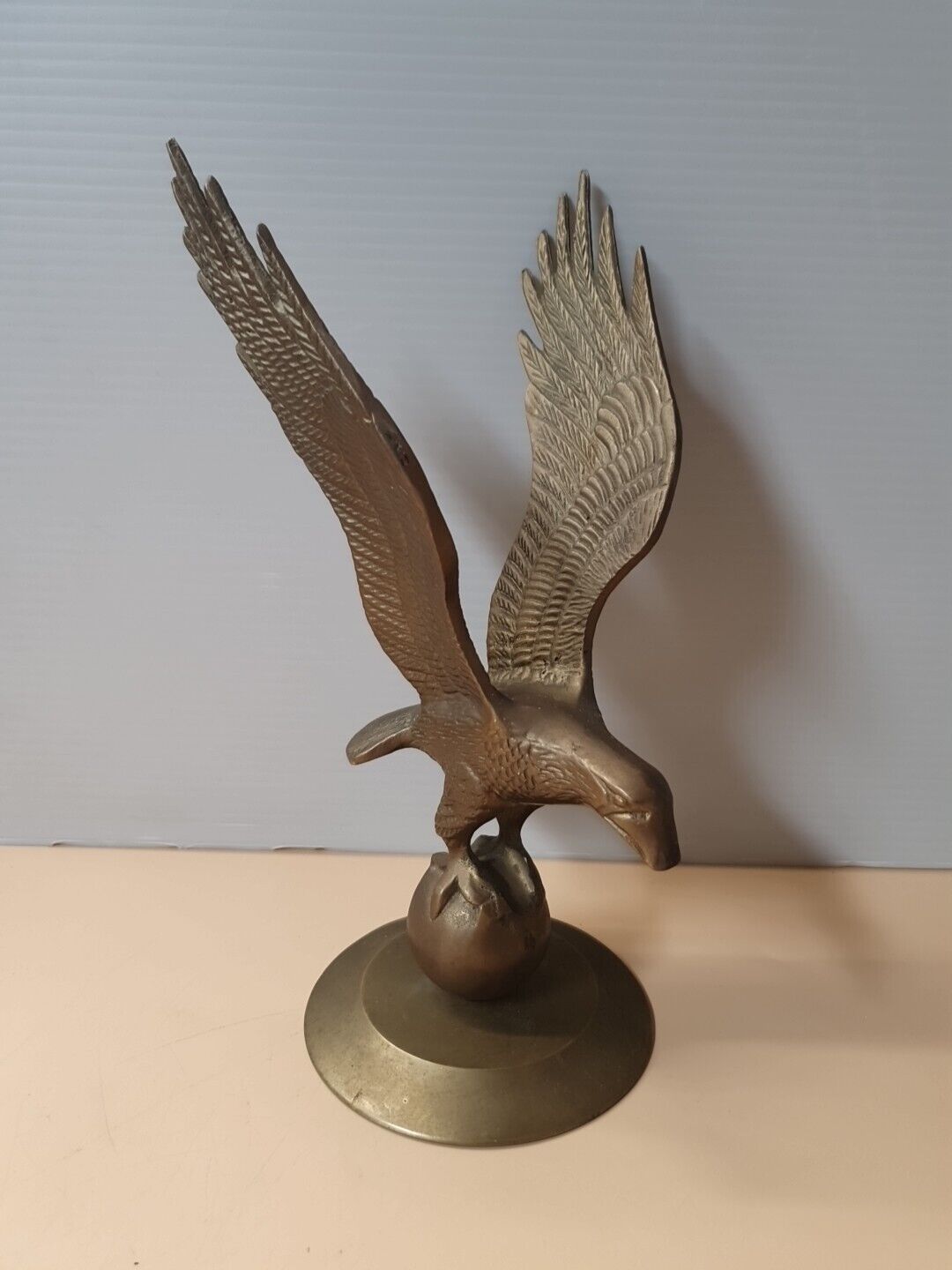 Vintage Solid Brass 11” Eagle Statue Figurine
