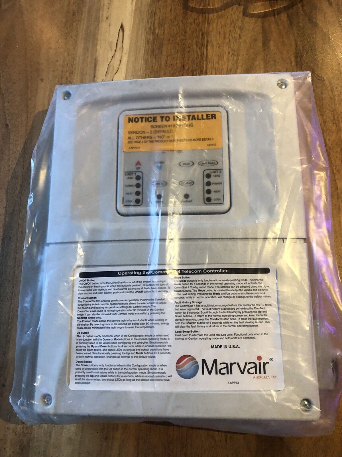 Marvair S07846 Commstat 4 Controller