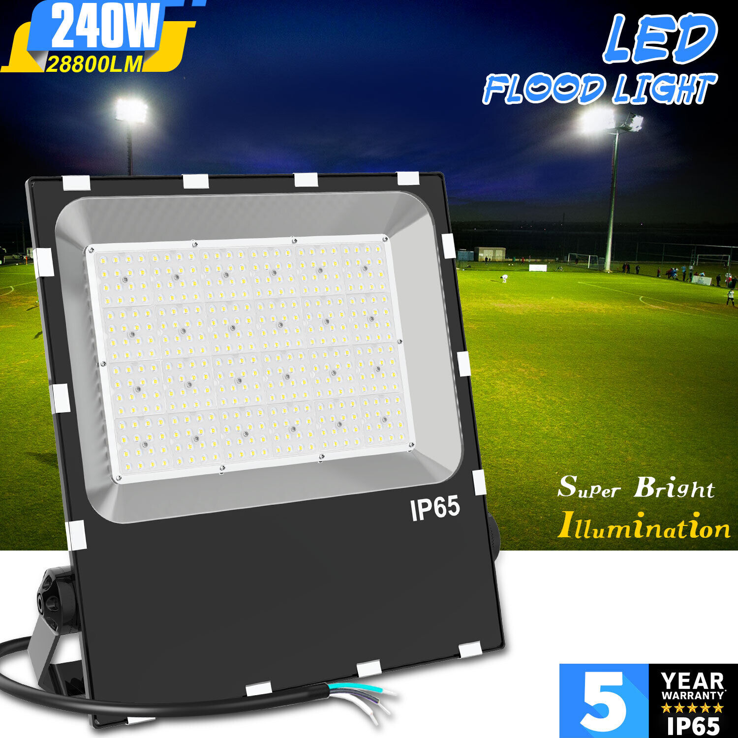 240W LED Flood Light Equiv 1000W MH/HPS Outdoor Commercial Stadium Court Lights