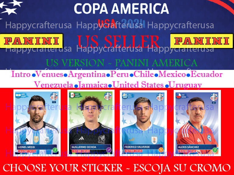 USA VERSION Panini Copa America 2024 - Stickers #INTR1 - #URU22 ** YOU PICK**
