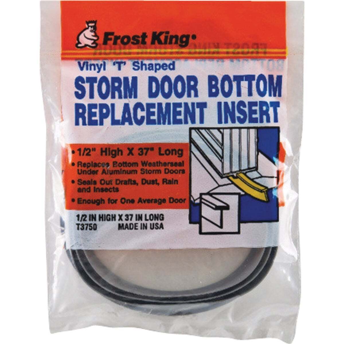 Frost King 1/2 In. x 37 In. Storm Door Bottom Seal Insert T3750 Frost King T3750