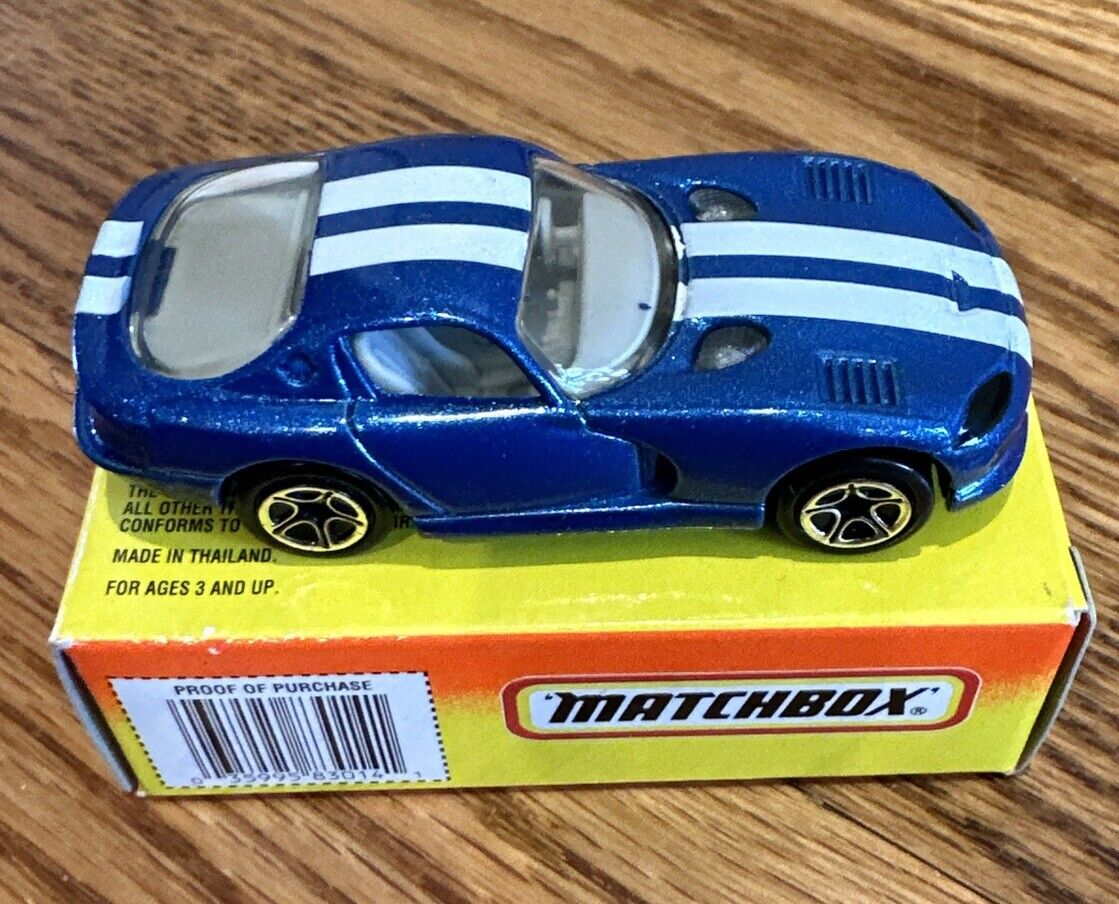 Matchbox New Model Dodge Viper GTS Coupe - Blue Car #1 of 75 - Scale 1:64 1997