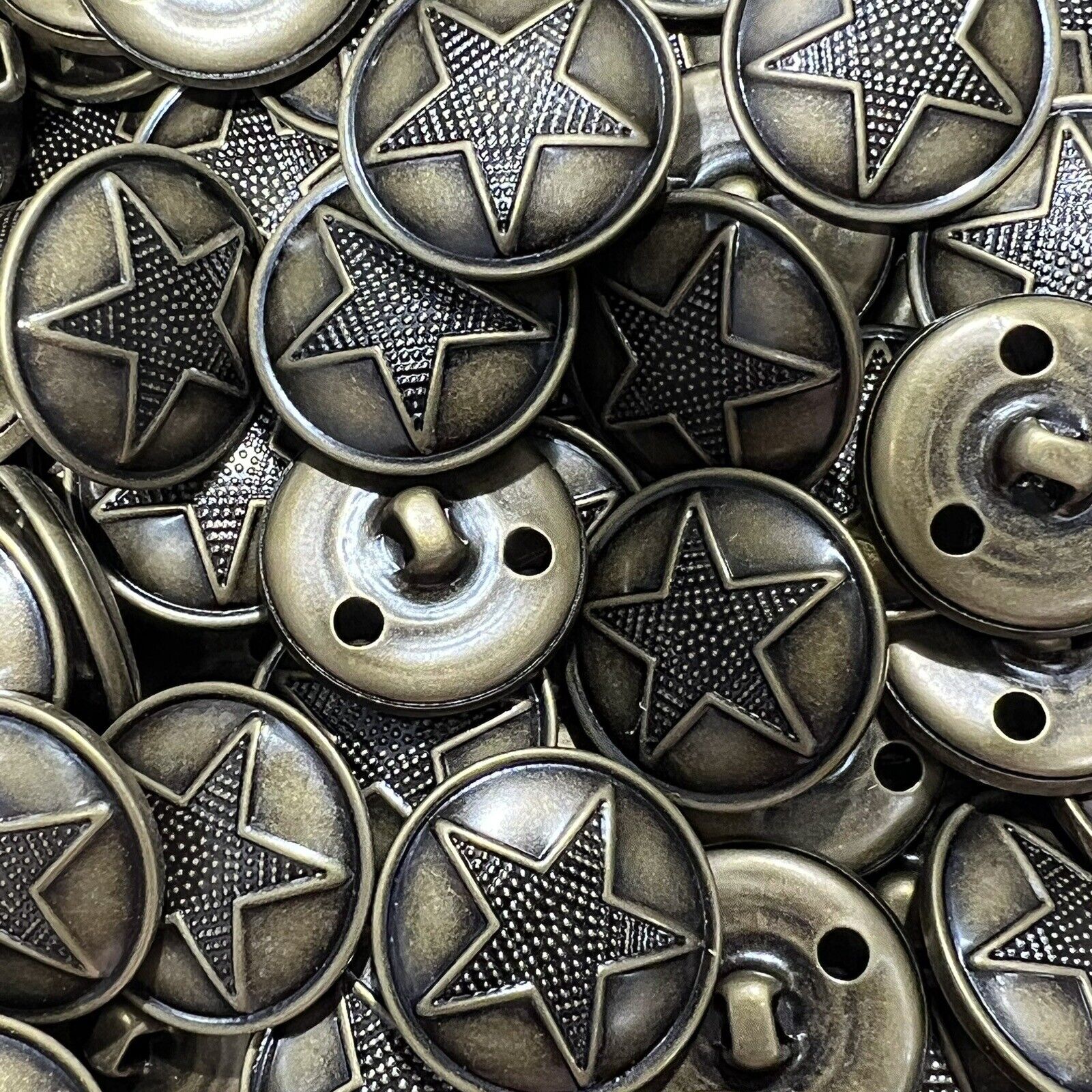 Old Brass Military Star Design Stamped/Embossed Metal Button 15,20,23,25mm Shank