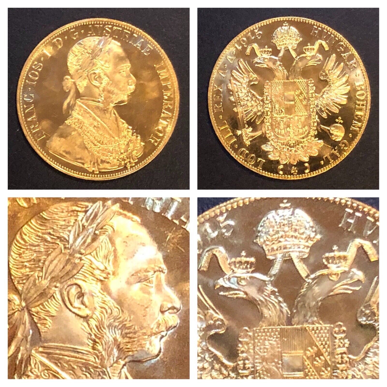 Austria 4 Ducats Gold (1915) Emperor Franz-Joseph (Gold .986 & Weight 13.9 gm)