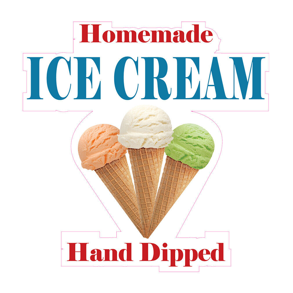 Food Truck Decals Homemade Ice Cream Hand Dipped Retail Concession Sign Red