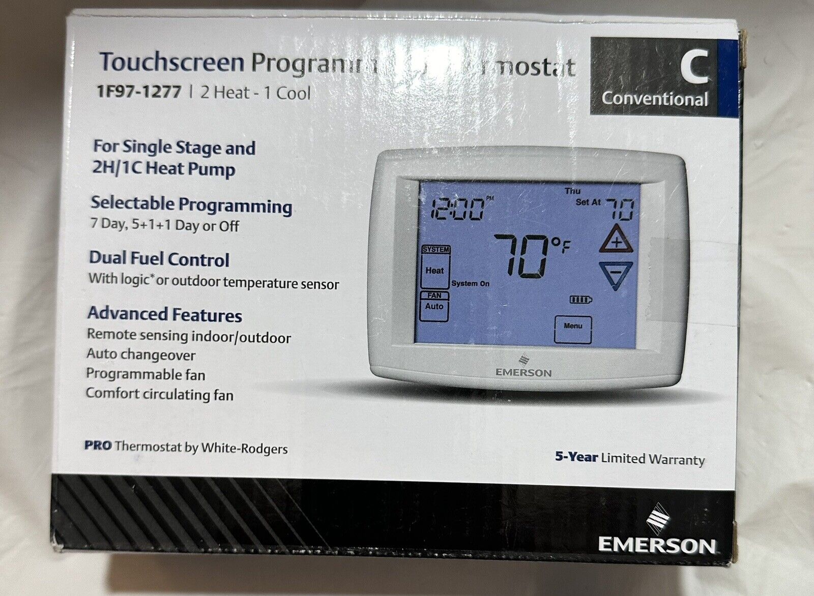 Emerson Touchscreen(6inch) 7-Day Programmable Thermostat Single-Stage