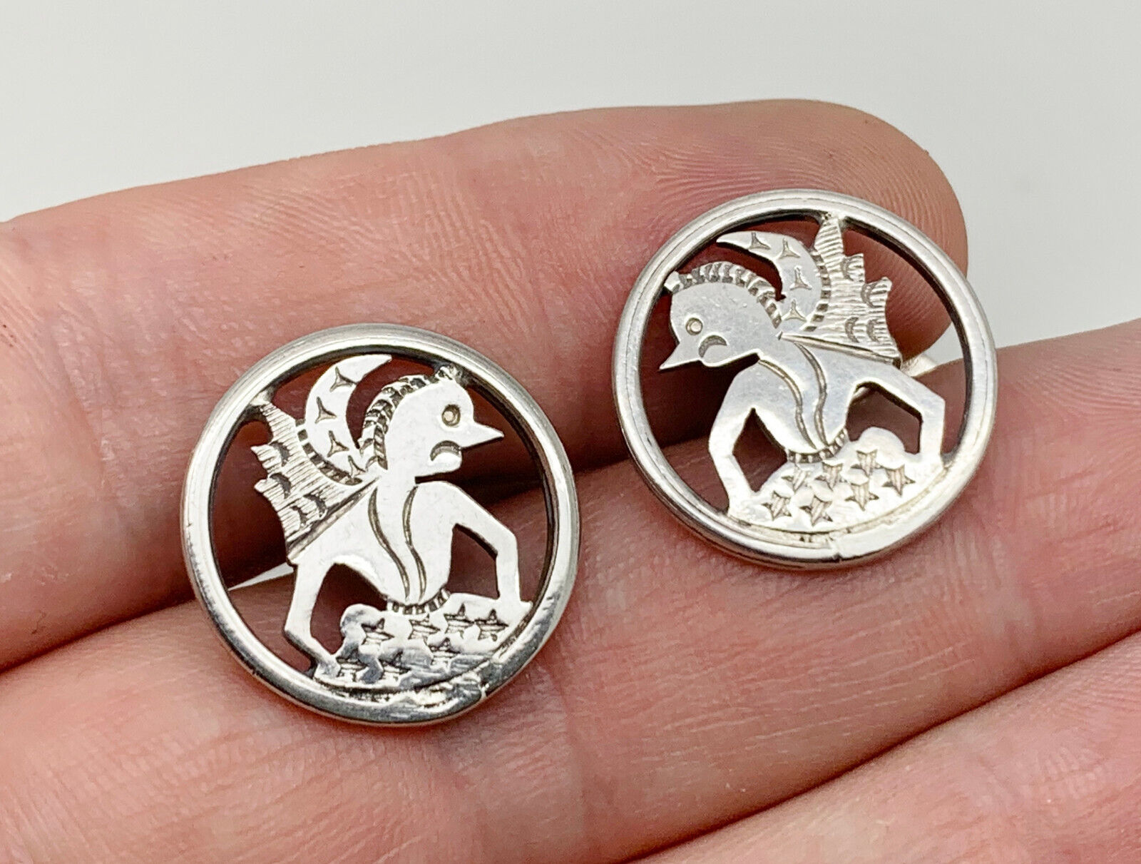 Antique/Vintage Islamic Sterling Silver Unusual Mythical Creature Cufflinks