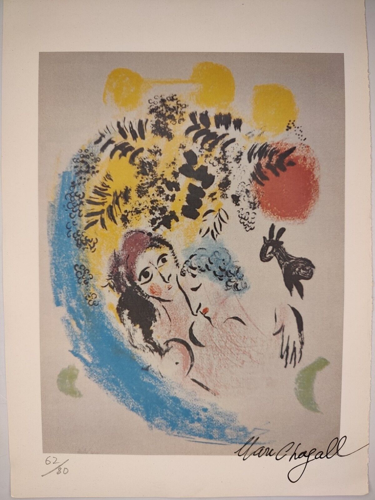 Marc Chagall COA Vintage Signed Art Print on Paper Limited Edition Signed