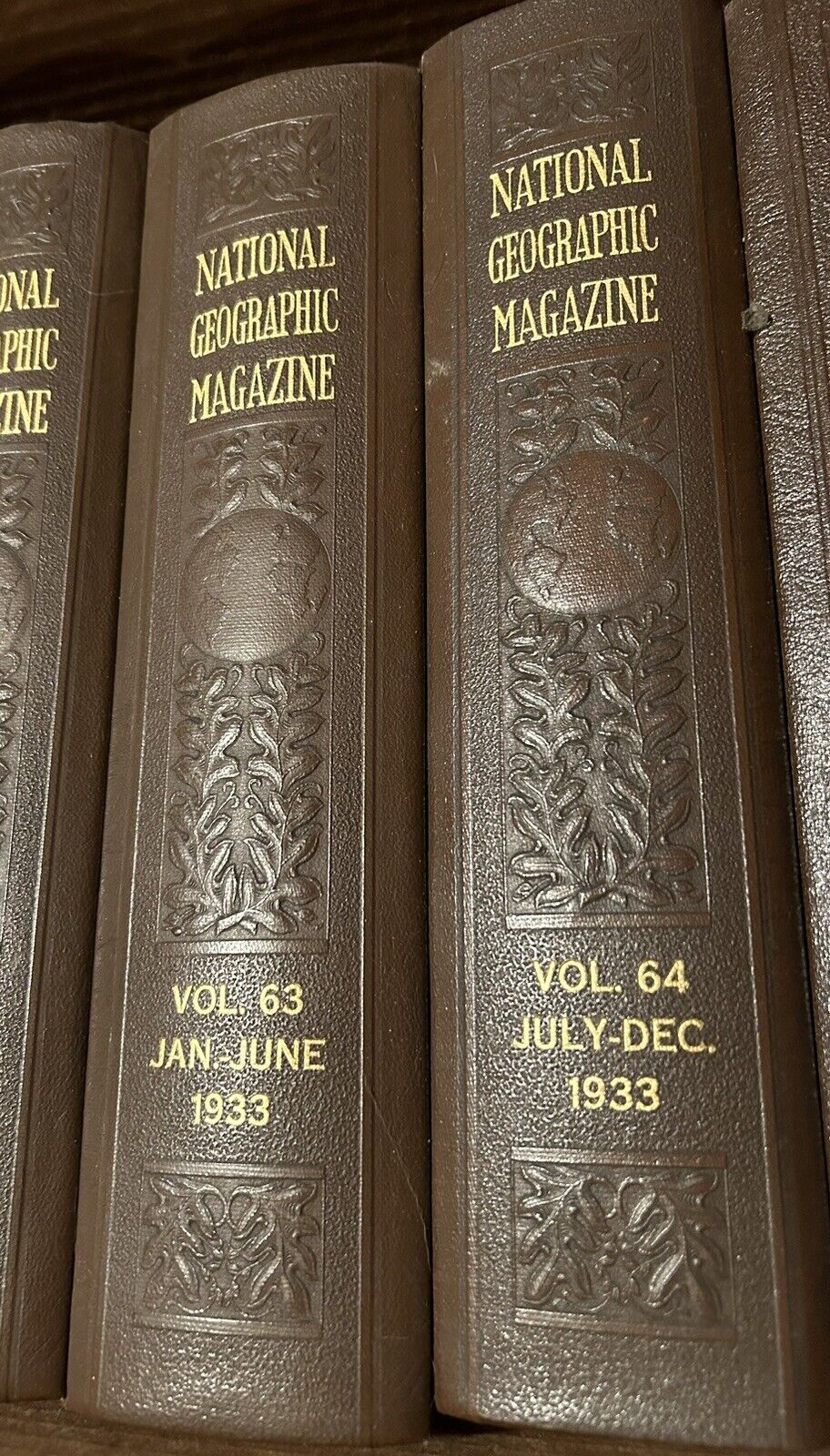 1933 - National Geographic Volumes 63-64 Leather Bound