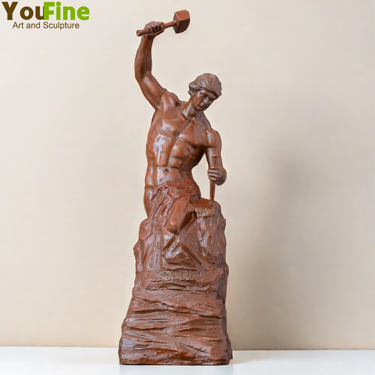 70cm Bronze Self Made Man Statue Hot Casting Art Sculpture Large Home Decor Gift