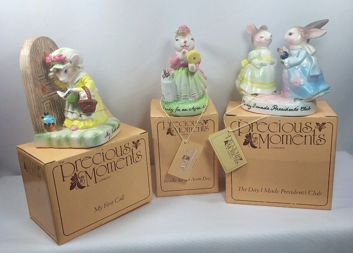 AVON Mouse Figurines Vintage Precious Moments Ceramic Collection Set of 3