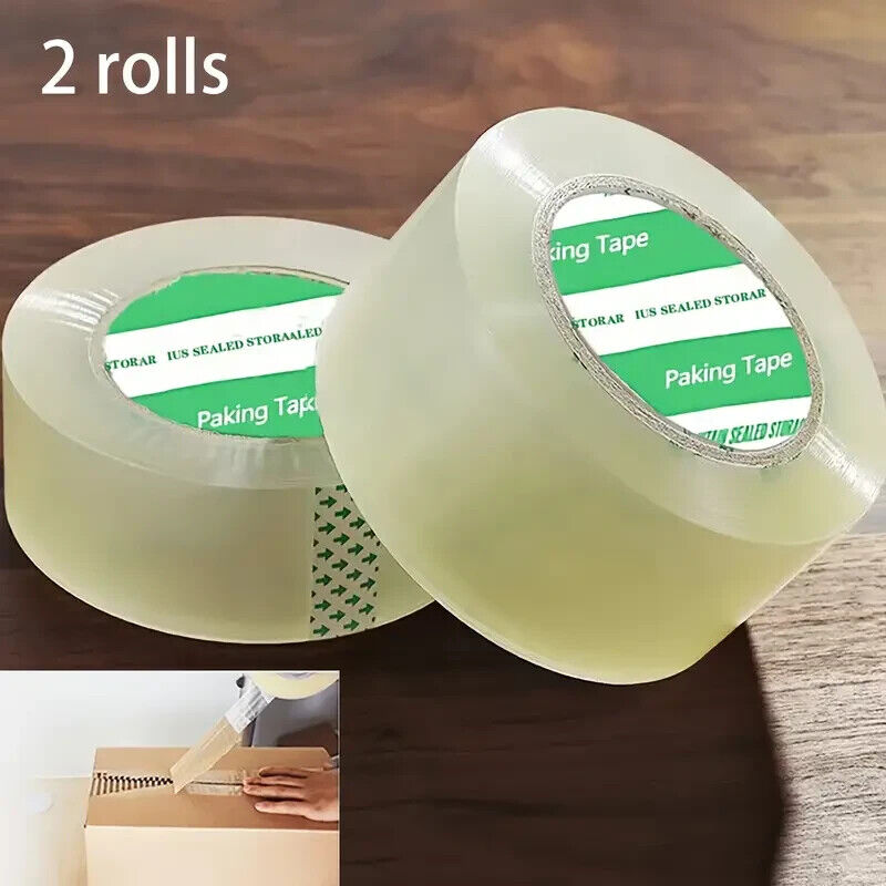 2 Rolls Carton Sealing Clear Packing Tape Box Shipping 2 mil 2\